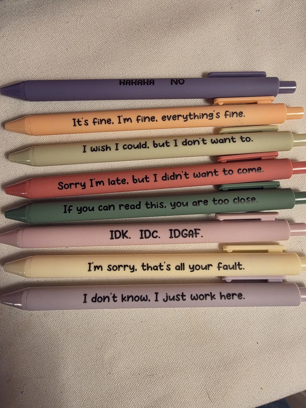 Set Of 8 Humorous Pens